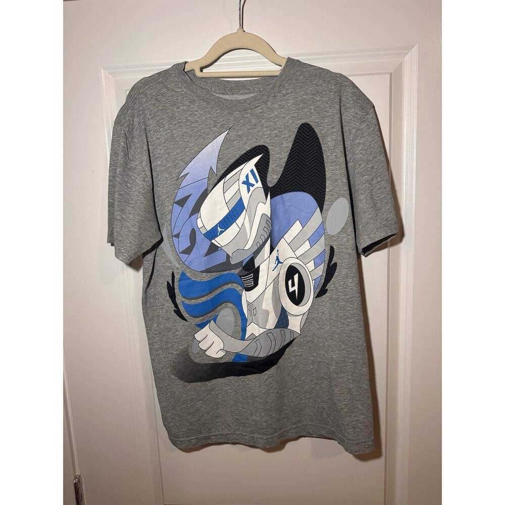 Nike Air Jordan Graphic T-Shirt Gray Blue Men’s Medium M Short Sleeve
